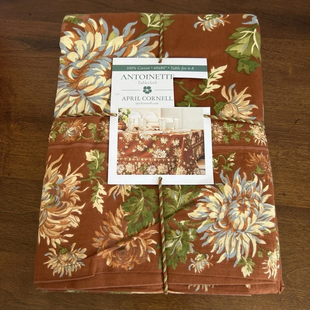 APRIL CORNELL Antoinette Autumn Fall Tablecloth Cotton 60